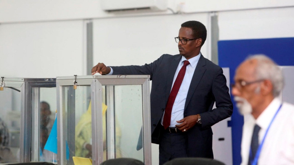 Members of parliament casting their votes in Somalia presidential elections.